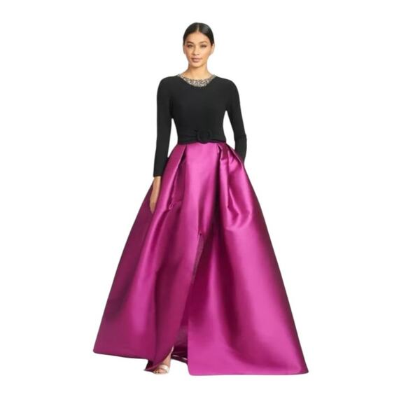 Sachin + Babi Size 10 Silk Blend Desdemona Evening Ball Gown Black Magenta NEW - Picture 1 of 11